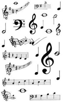 Musik Sticker Noten bunt bedrucktem Papier