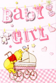 Grußkarte Innendruck Baby Girl Winni Pooh