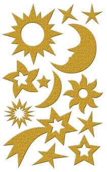 Edel Sticker Mond Sterne gold
