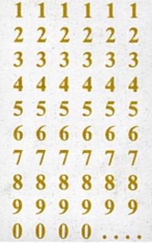 Transparente Folie Zahlen 7,5 mm gold