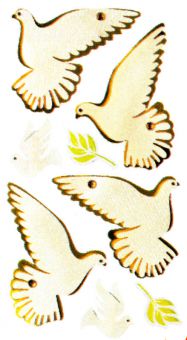 Handmade Sticker Tauben gold