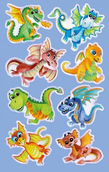 Glossy Stickers Dinosaurier Drachen 8 Aufkleber
