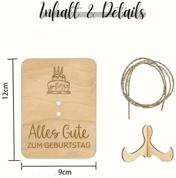 Preview: Holzgeldgeschenkverpackung mit Torte Preview: Holzgeldgeschenkverpackung - Einzigartiger Geldhalter aus Holz mit Torte