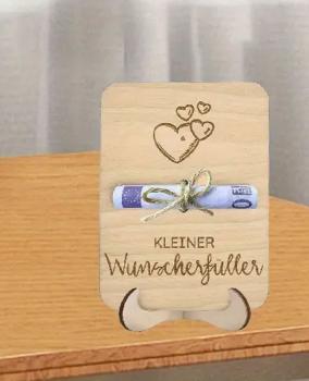 Preview: Holzgeldgeschenkverpackung mit Herz Preview: Holzgeldgeschenkverpackung - Einzigartiger Geldhalter aus Holz mit Herz