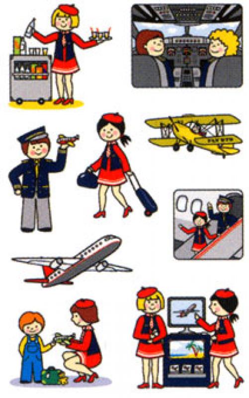 Berufe Sticker Pilot Stewardess