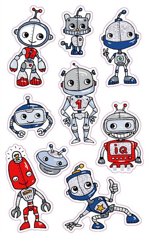 Glitter Sticker Roboter 9 Aufkleber