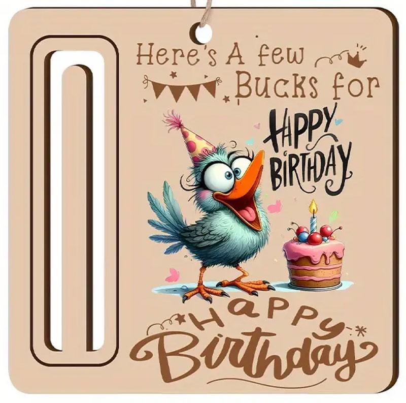 Geldgeschenk aus Holz süßer Vogel mit Torte Geldgeschenk aus Holz süßer Vogel mit Torte