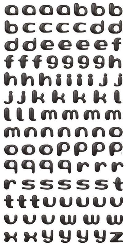 SOFTY - Sticker schwarz matt Kleinbuchstaben klein 9 mm