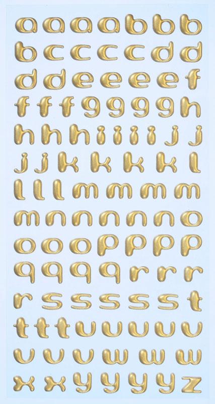 Soft-Sticker gold Kleinbuchstaben 9 mm