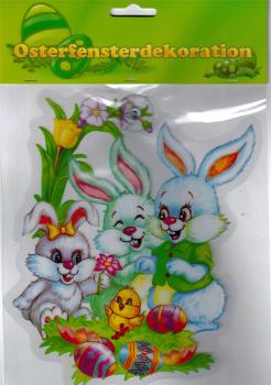 Easter window decoration bunny family