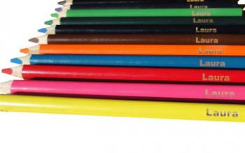 12 triangular coloured pencils engraved