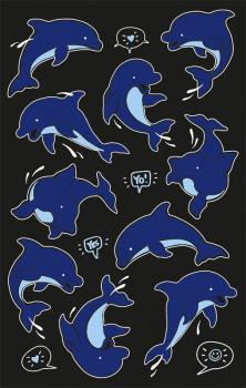 Neon sticker foil dolphins blue