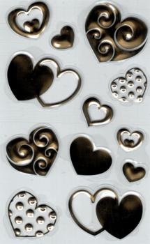 Foil sticker with relief embossing heart gold