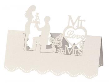 Wedding's place card Mr. & Mrs. I white
