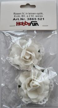 Roses IV in linen look 6 cm white