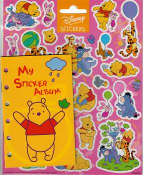 Winnie the Pooh stickers pink + sticker album A6