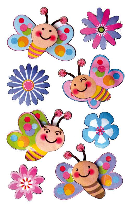 3D Sticker Flowers Butterflies