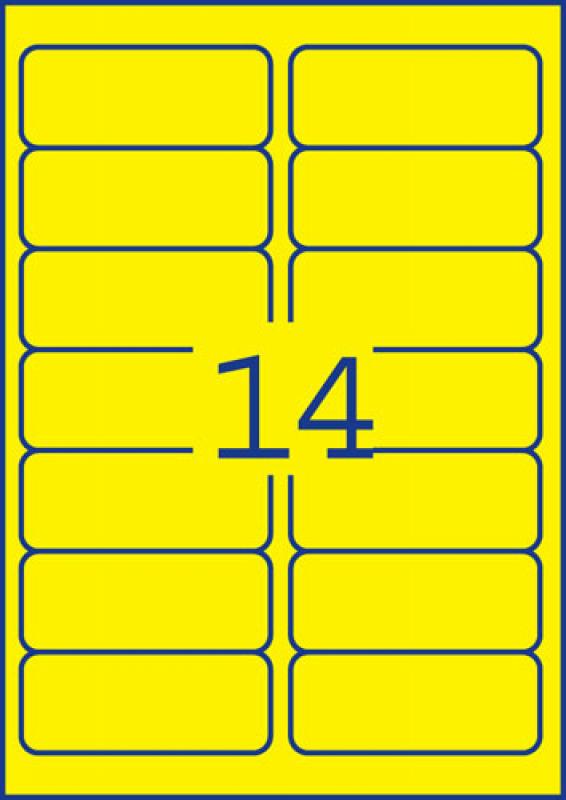 Labels neon yellow A4 99.1 x 38.1 mm