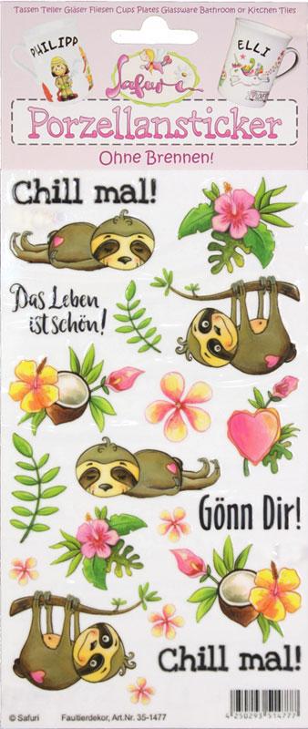 Porcelain sticker sloth decor