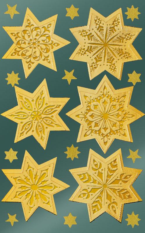 Shiny foil stickers star gold embossed relief