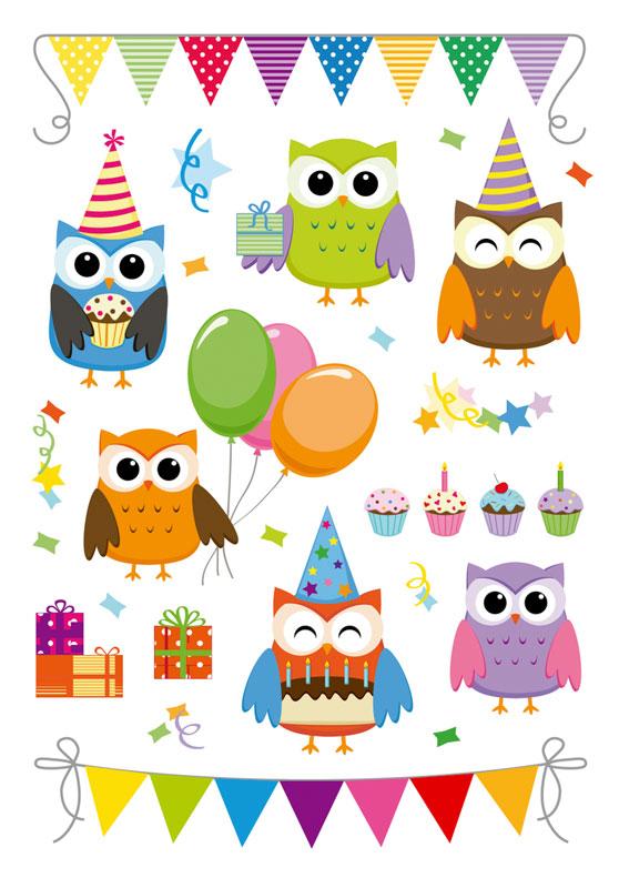 Owl Party Prismatic Stickers