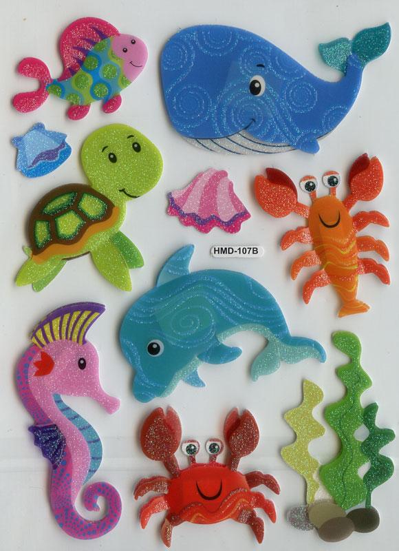 3D Sticker mica marine animals