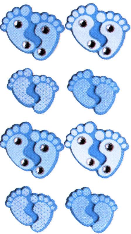 Handmade Stickers Baby boy feet blue