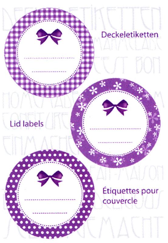Lid labels purple 44 mm