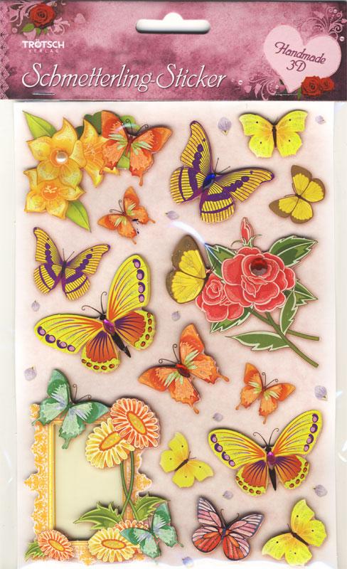 Butterfly sticker with glitter and jewelry