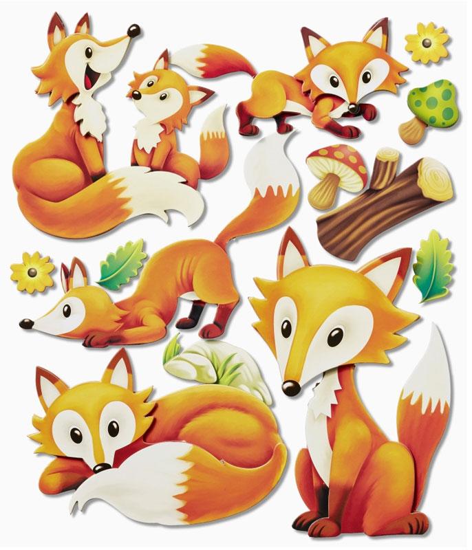 Wall stickers 3D optics XXL-Sticker foxes