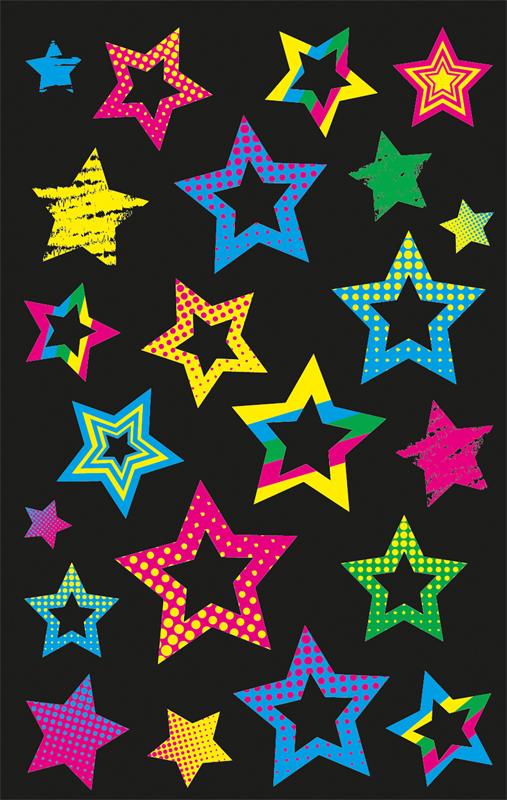 Neon Sticker Folie Sterne bunt 22 Aufkleber