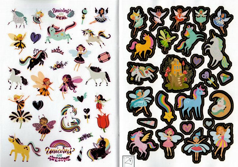 Metallic stickers - fairies & unicorns as A5 booklet