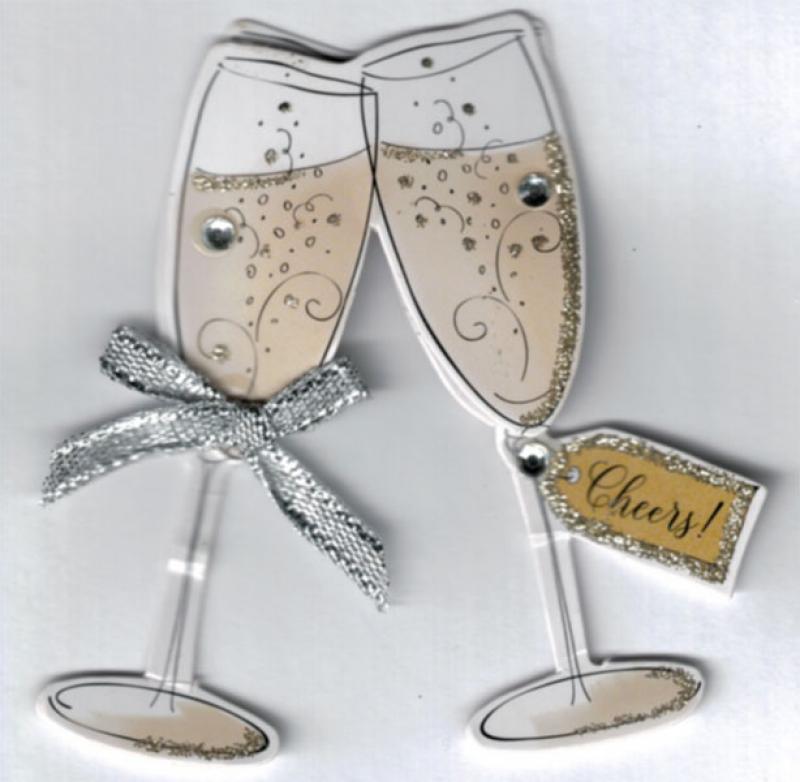 Handmade Sticker 2 champagne glasses