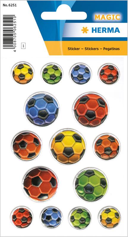 Sticker colorful footballs embossed