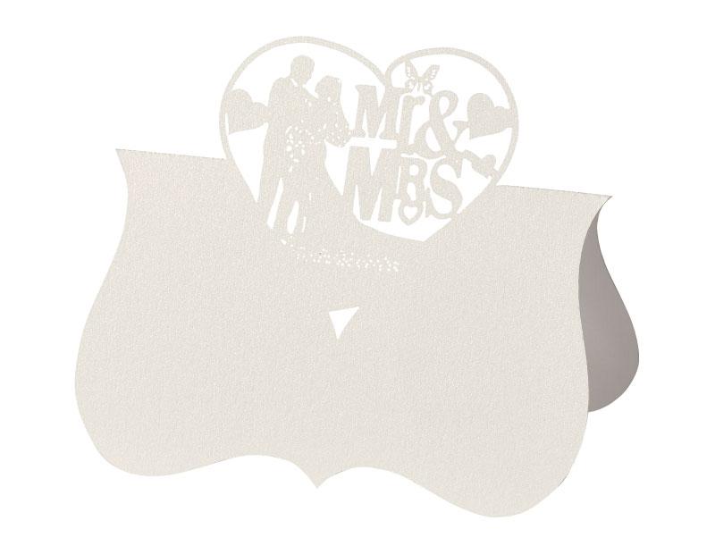 Wedding's place card Mr. & Mrs. II cream