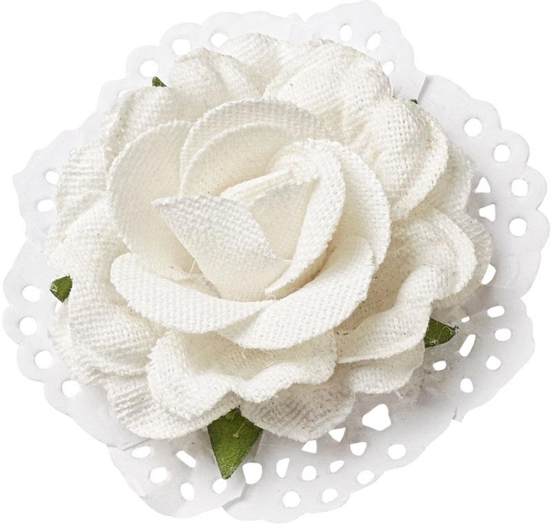 Roses IV in linen look 6 cm white