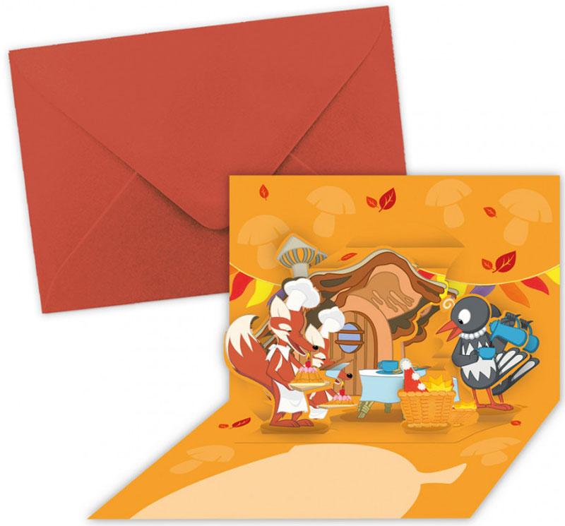 Pop up card fox and magpie