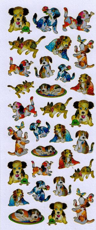 Metallic stickers dog puppies