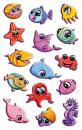 3D effect stickers sea animals