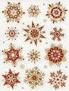 Glittery snowflakes red gold