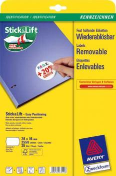 Removable price labels A4 26 x 16 mm