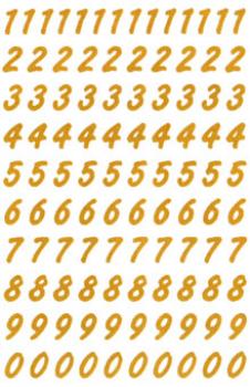 Gold sticker numbers 8 mm