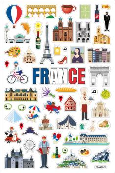 Schaum Sticker Frankreich mit Landkarte