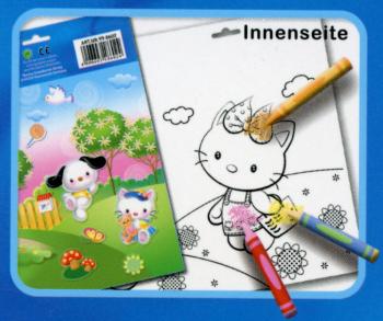 Malvorlage mit Stickern Kitty Urlaub