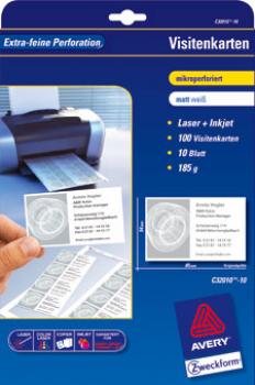 Business cards microperforated matt white 185 g
