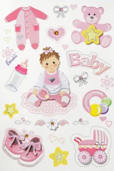 Mädchen Sticker Baby Girl rosa für Album Karte Sacrapbooking basteln etc. 
