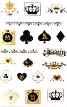 Hardware-Sticker Kronen u. Karten Metallic s/w