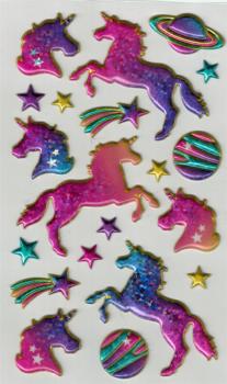 Preview: Metallic Puffy Sticker Einhorn