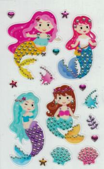 Mermaid Sticker with Glitter and Rhinestones