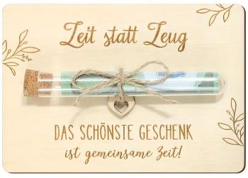 Holzgeldgeschenkverpackung Zeit statt Zeug